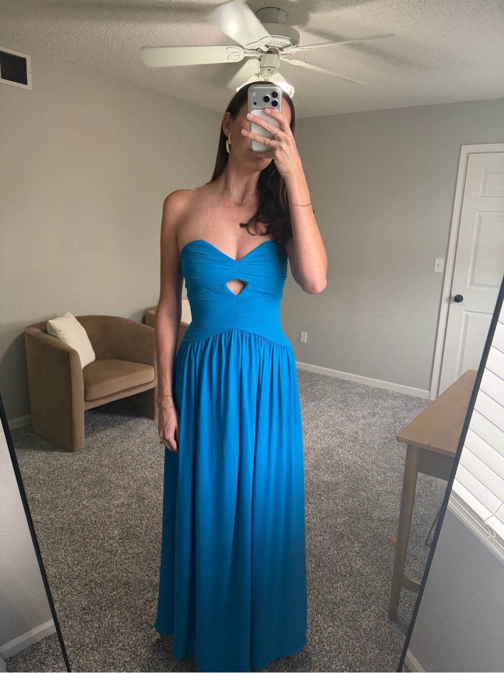 Lulu's Strapless Blue Maxi Dress with Sweetheart Bodice